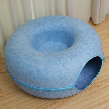 Donut-Tire-Tunnel Cat Shaped Beds - Comfortable, Soft Pet Bed for Cats' Sleeping and Playing Year-Round, Doughnut-Shaped Beds