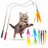 Interactive Cat Toys - Retractable Wand Toy and Feather Toys Refills for Indoor Cats to Chase and Exercise