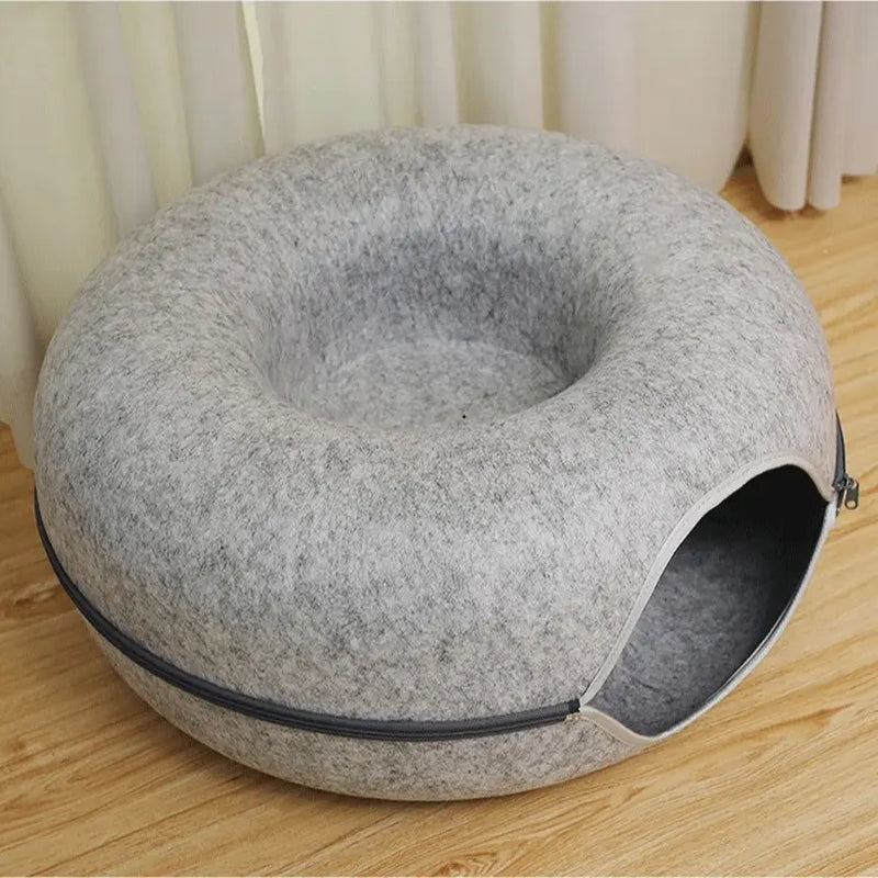 Donut-Tire-Tunnel Cat Shaped Beds - Comfortable, Soft Pet Bed for Cats' Sleeping and Playing Year-Round, Doughnut-Shaped Beds