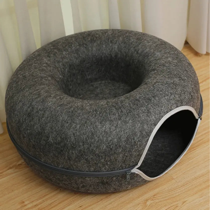 Donut-Tire-Tunnel Cat Shaped Beds - Comfortable, Soft Pet Bed for Cats' Sleeping and Playing Year-Round, Doughnut-Shaped Beds