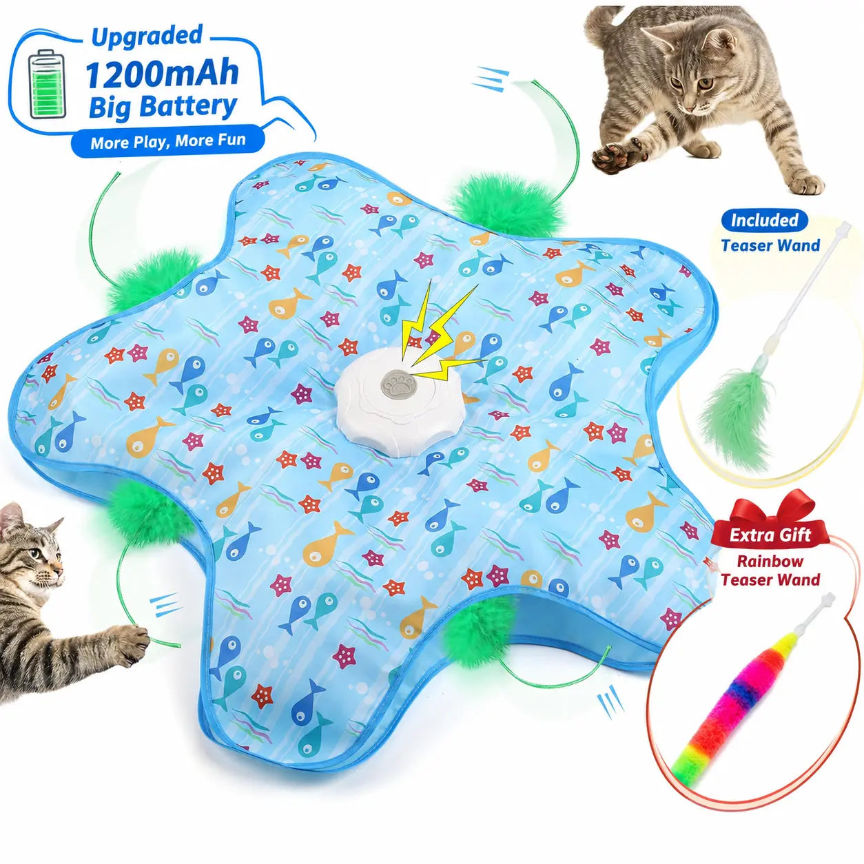 Smart Interactive Cat Toy - Automatic Hide and Seek Hunting Simulator with Realistic Bird Sounds & Random Moving Feather, USB Rechargeable, Prevents Boredom for Indoor Cats & Kittens