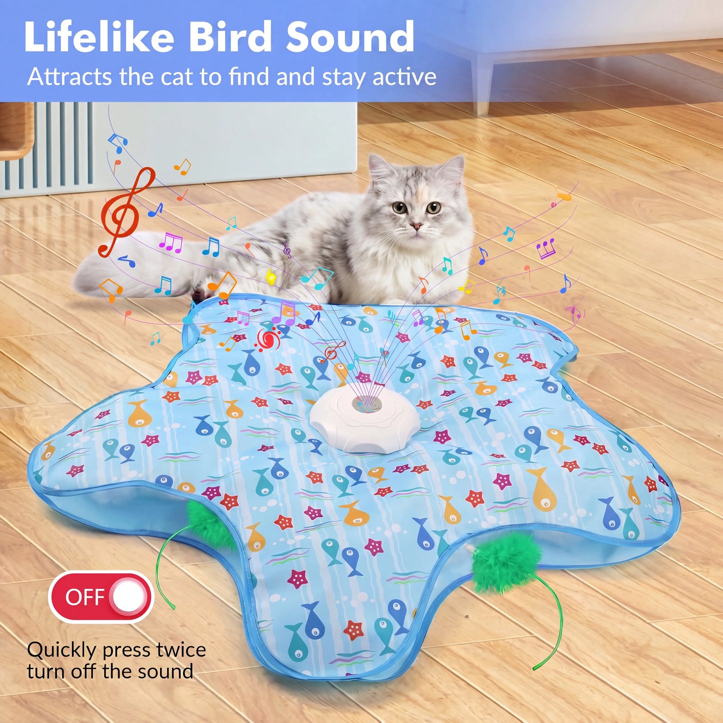 Smart Interactive Cat Toy - Automatic Hide and Seek Hunting Simulator with Realistic Bird Sounds & Random Moving Feather, USB Rechargeable, Prevents Boredom for Indoor Cats & Kittens