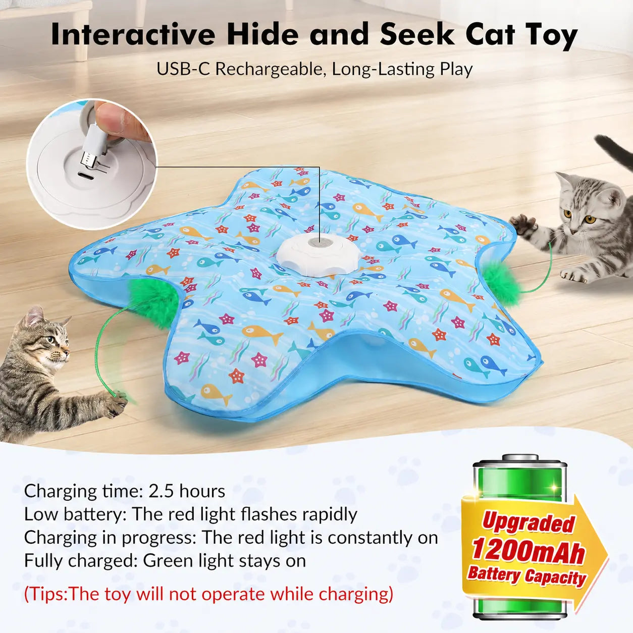 Smart Interactive Cat Toy - Automatic Hide and Seek Hunting Simulator with Realistic Bird Sounds & Random Moving Feather, USB Rechargeable, Prevents Boredom for Indoor Cats & Kittens
