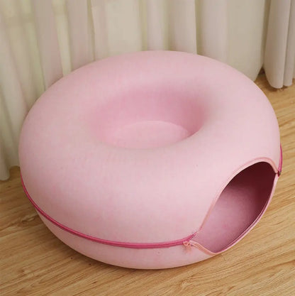 Donut-Tire-Tunnel Cat Shaped Beds - Comfortable, Soft Pet Bed for Cats' Sleeping and Playing Year-Round, Doughnut-Shaped Beds