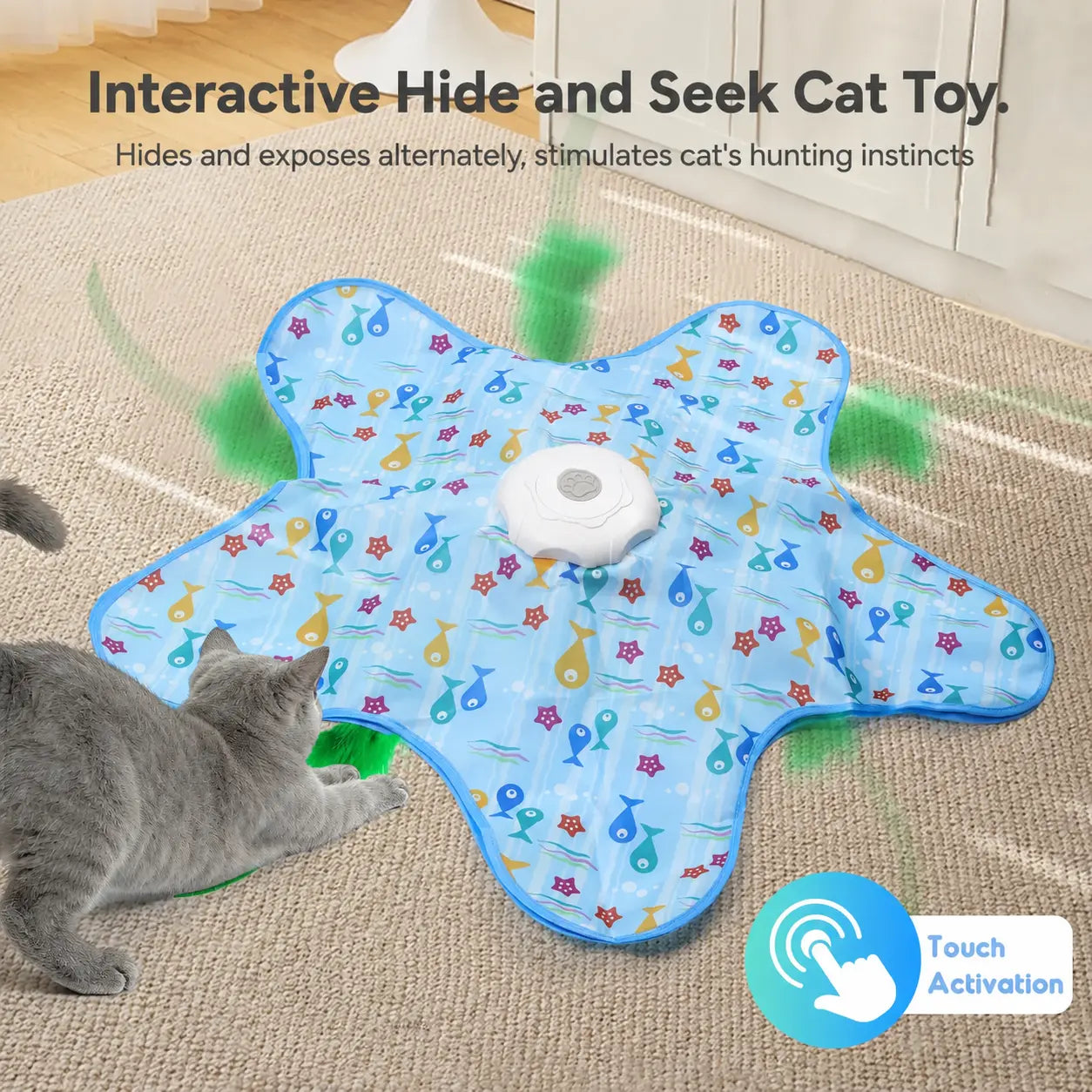 Smart Interactive Cat Toy - Automatic Hide and Seek Hunting Simulator with Realistic Bird Sounds & Random Moving Feather, USB Rechargeable, Prevents Boredom for Indoor Cats & Kittens