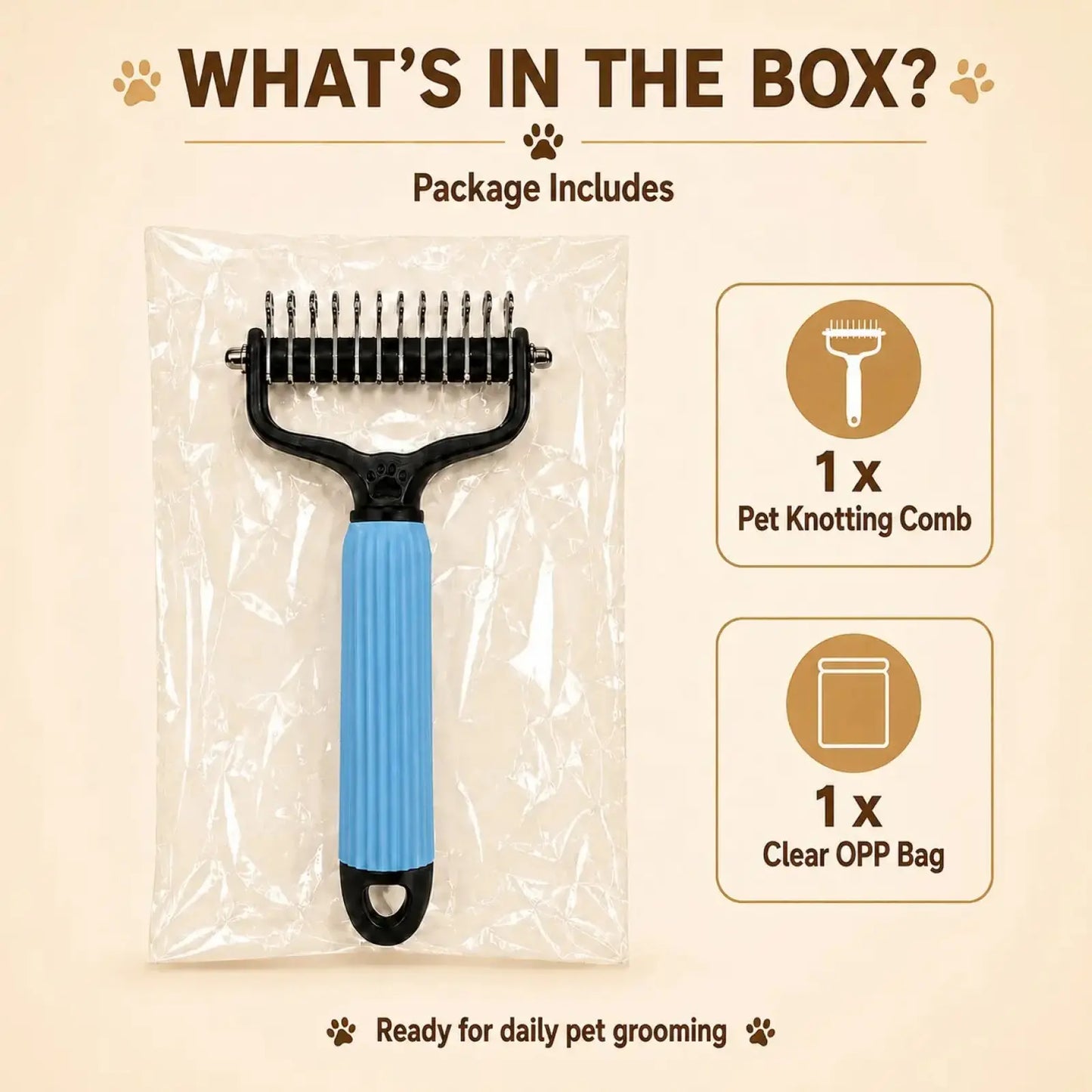 Pet Detangling Comb for Dogs and Cats,Stainless Steel Pet Grooming Tool for Loose Hair Removal,Light Mats, Tangles,Shedding and Daily Coat Care